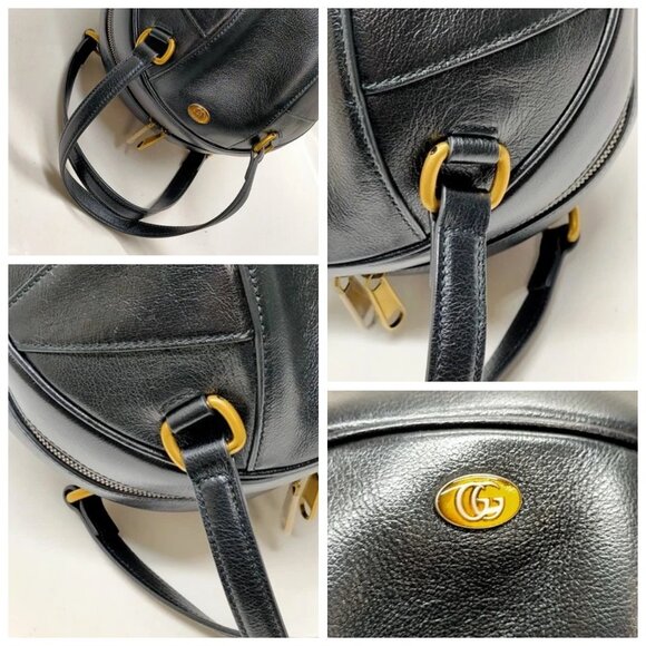 Gucci Hand Bag Black Leather 796-070325 - Picture 7 of 13